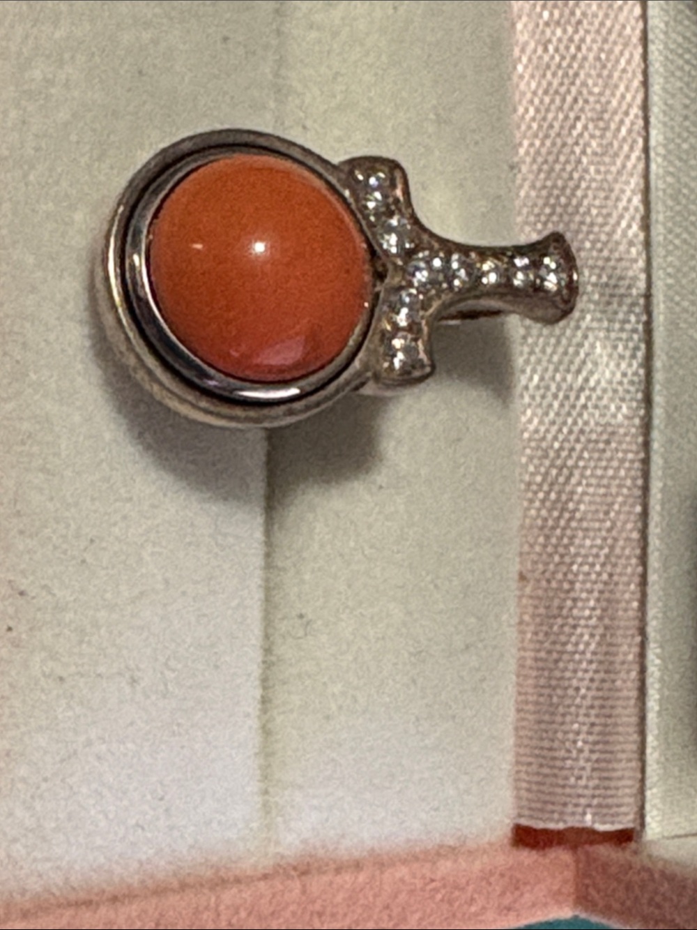 Sterling Silver Orange Stone Pendant with Crystal Accent Jewel Pop by Kamelon co